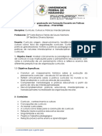 PROGRAMA DE DISCIPLINA Currículo, Cultura e Práticas Interdisciplinares pdf