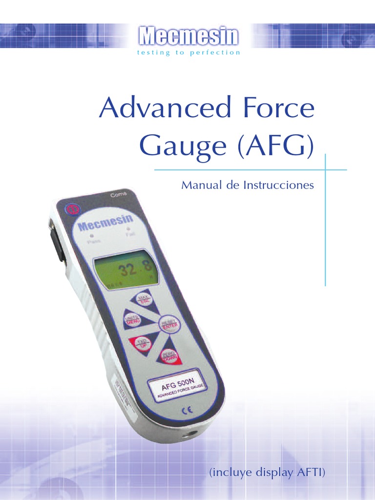 DINAMOMETRO MECMESIN AFG Op Manual Spanish PDF Contraseña Bienes