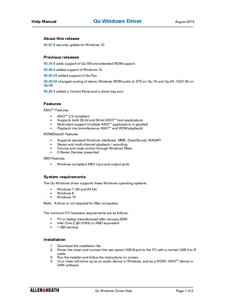 Qu Windows Driver Help V4.67.0 | PDF | Microsoft Windows | Device Driver