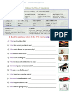 Subject & Object Questions: 1. Read The Questions Below. Is The WH-word A or An ?