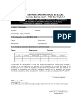 Declaración jurada de cargos y horarios en la Universidad Nacional de Salta