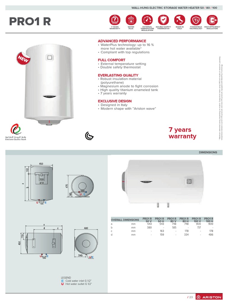 PRO 1R - Italy PDF | PDF | Water Heating | Energy Conversion