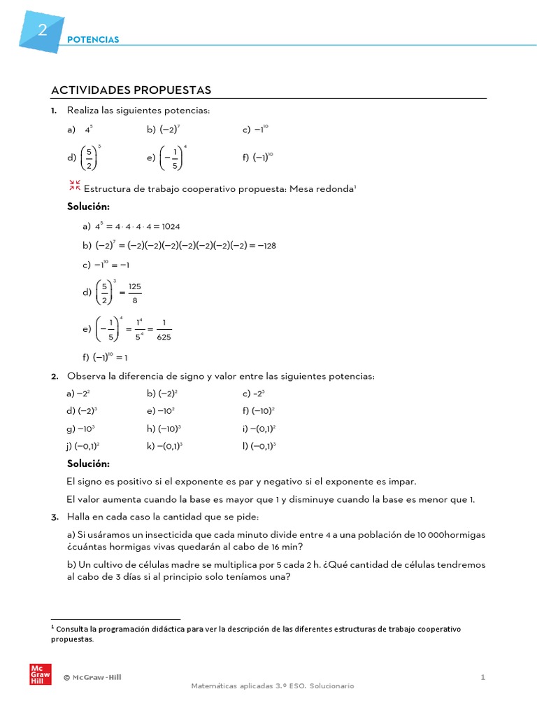 Mates U02 Sol 001 | PDF | Las bacterias | Exponenciación