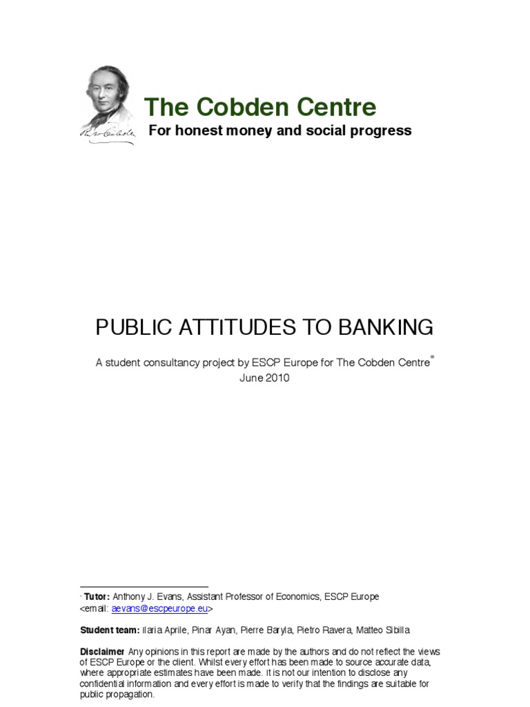 The Cobden Centre Public Attitudes To Banking PDF Transaction Account Banks