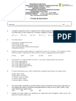 1 Lista de Exercícios 2020.1 - ELETROELETRÔNICA - Turma 228 - TÉCNICO EM MECÂNICA