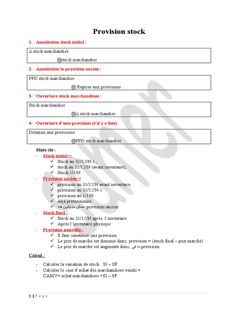 Gestion des Provisions de Stock | PDF | Inventaire | Économie