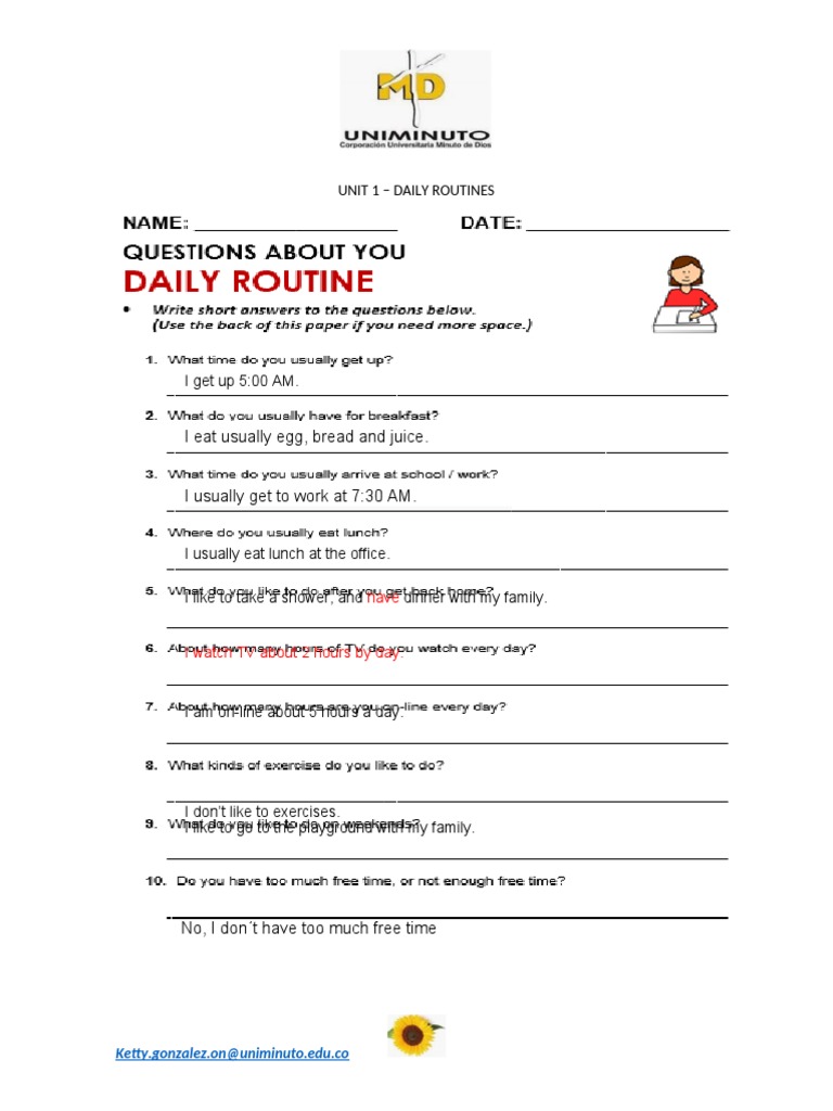 Daily Routines Overview in Unit 1 | PDF