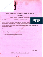 Waec Further Maths June 1993 Paper 2