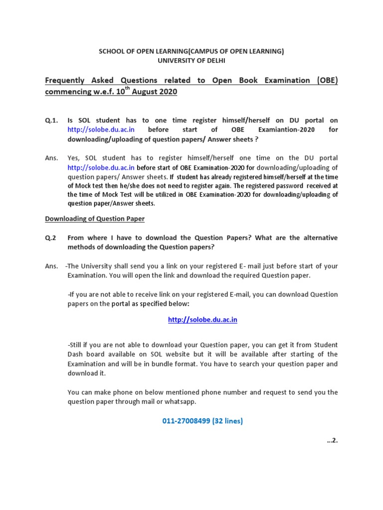 OBE FAQs for SOL Students at DU | PDF | Cyberspace | Computing