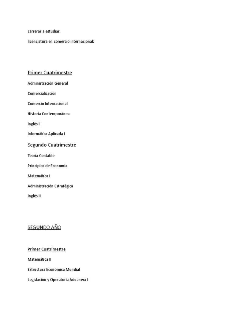 Plan de Estudios: Comercio y Logística | PDF | El comercio ...