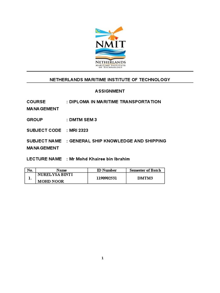 Assignment General Ship Knowledge and Shipping Management | PDF | Oil ...