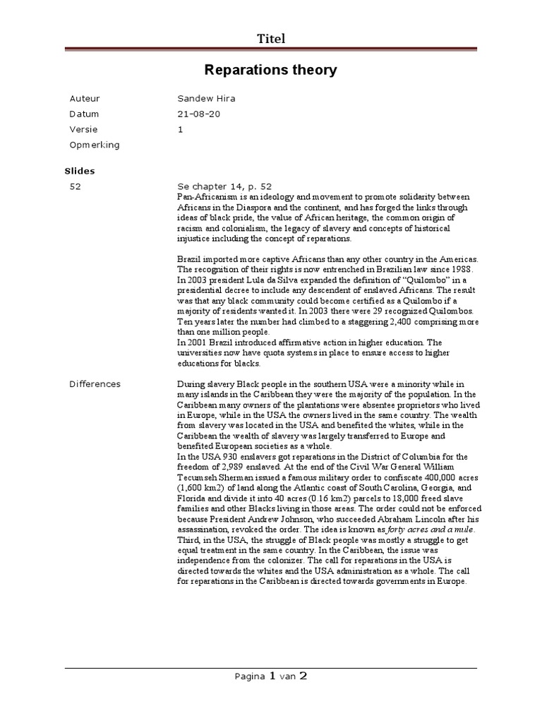 20190513-01 Reparations Morning | PDF | Black People | Slavery