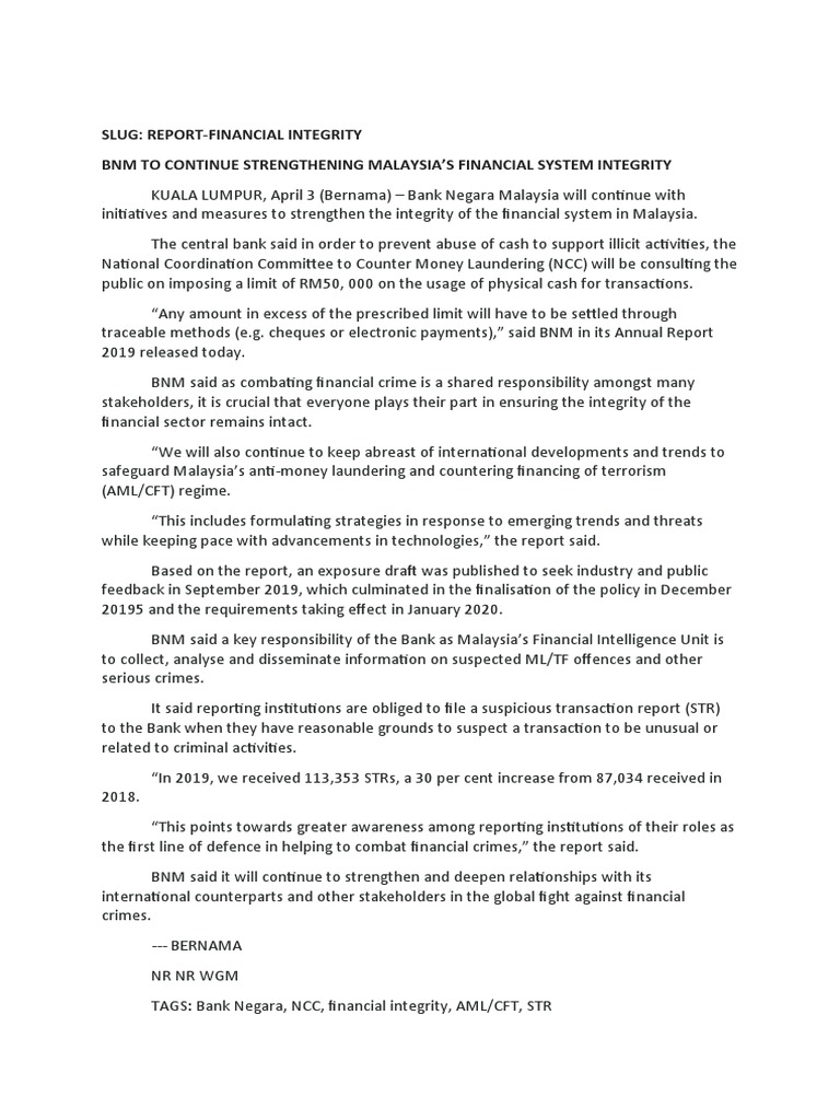 BNM 5  PDF  Money Laundering  Policy