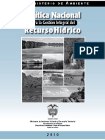 Política Nacional de Gestión Integral de Recurso Hídrico (PNGIRH) - Ministerio de Medio Ambiente - 2010