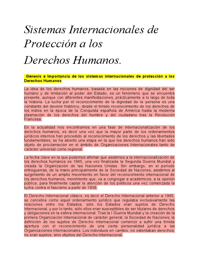 Protección Internacional de DD.HH. | PDF | Convenio europeo de derechos ...