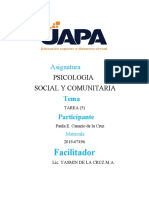 TAREA 5 PSICOLOGIA SOCIAL Y COMUNITARIA PAULA E. CANARIO DE LA CRUZ.