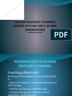 Human Resource Planning (Lesson Outline For A 10 Min. Prsentation)