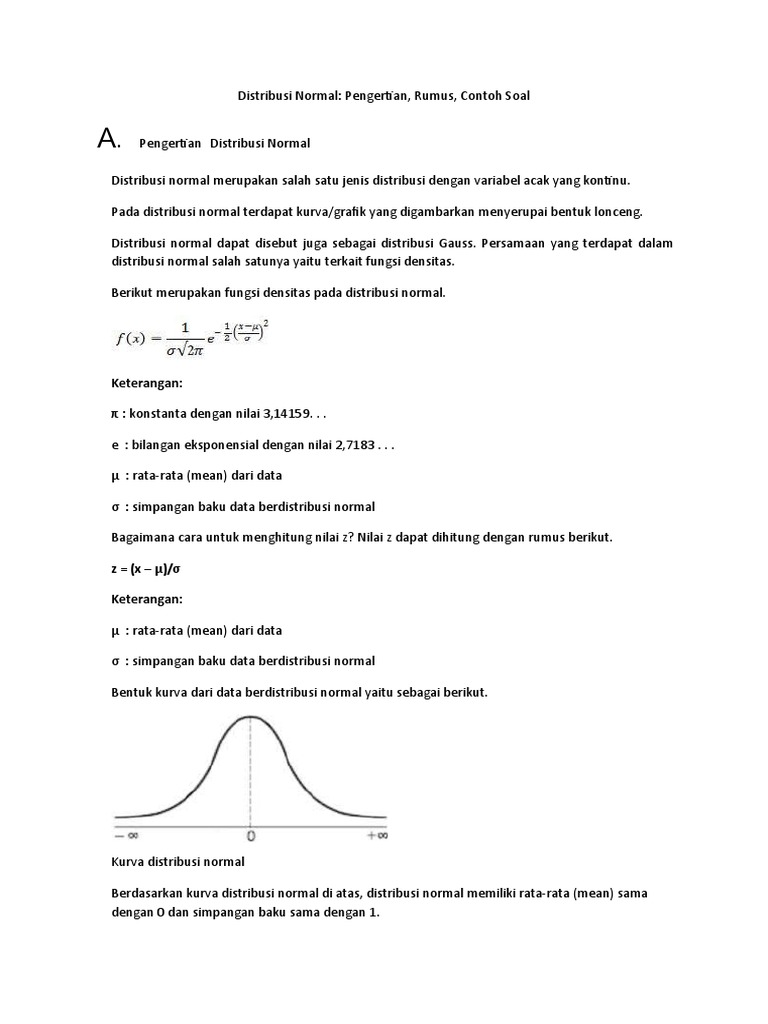 Distribusi Normal Pengertian Rumus Contoh Soal