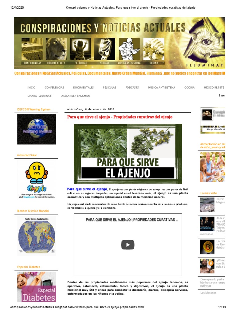 Conspiraciones y Noticias Actuales - para Que Sirve El Ajenjo - Propiedades  Curativas Del Ajenjo PDF | PDF | Té | Agua