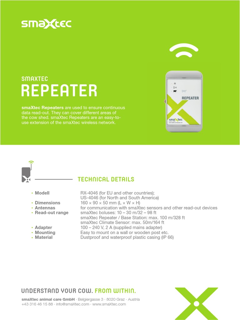 smaXtec Repeater Specifications | PDF