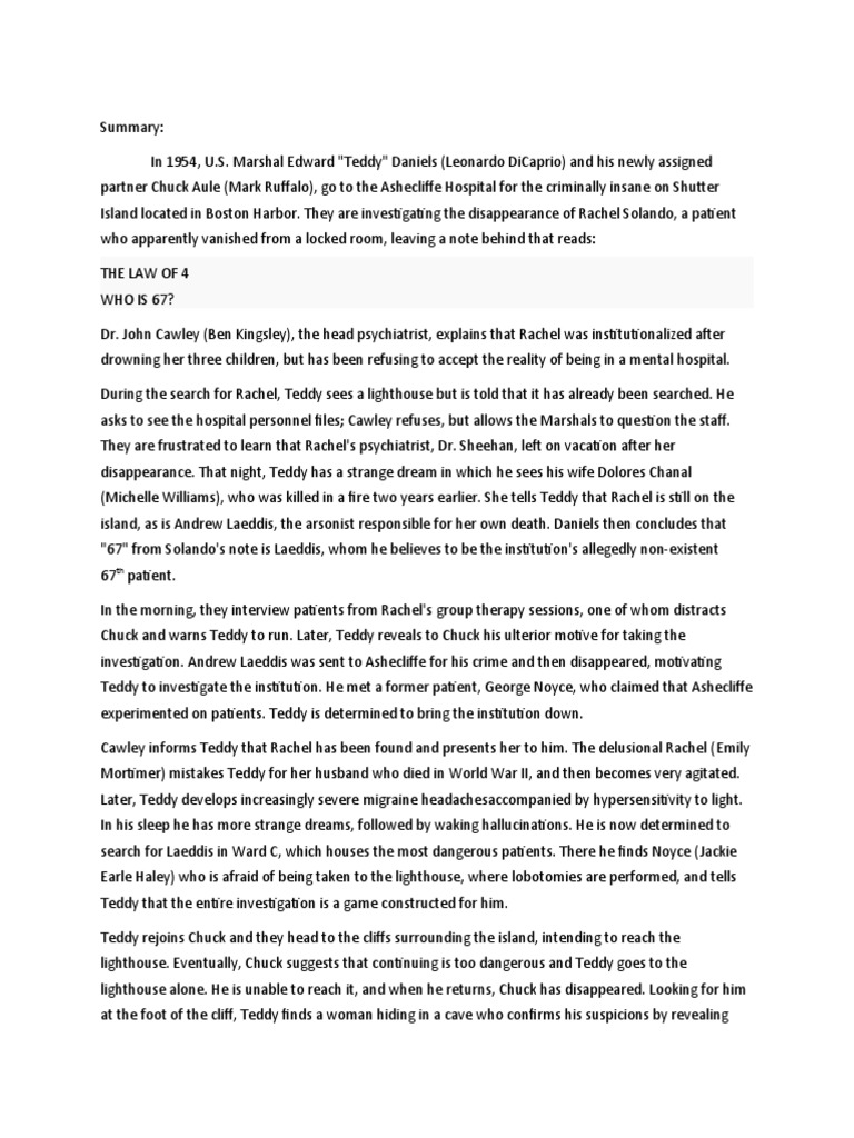 shutter island movie analysis