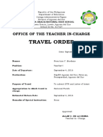 Travel Order: Office of The Teacher In-Charge