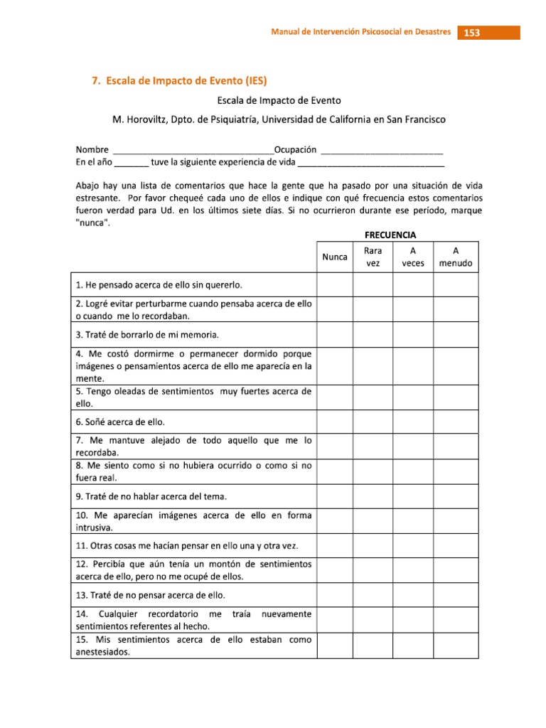 The Impact Of Events Scale Revised Ies R Pdf
