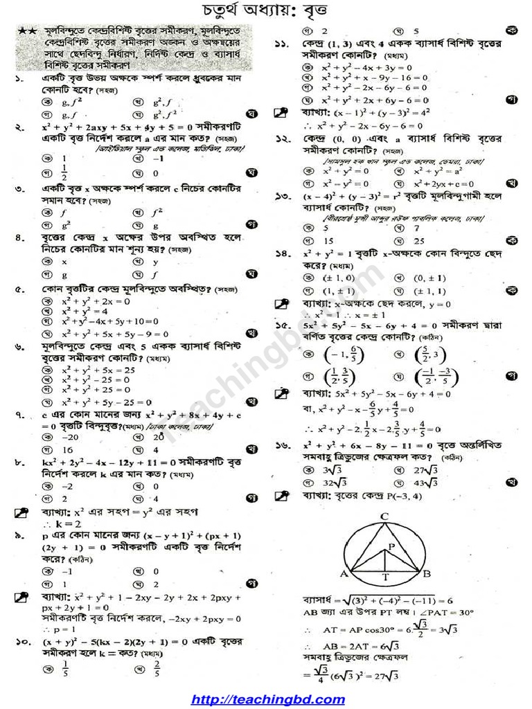 HSC 2025 Higher Math MCQ Solutions | PDF