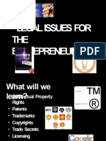 LEGAL ISSUES FOR ENTREPRENEURS: IP, PATENTS, TRADEMARKS, COPYRIGHTS