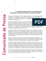 La Nueva Ley Educativa Debe Abordar La Reclasificación de Grupos y Niveles de Todos Los Cuerpos Docentes