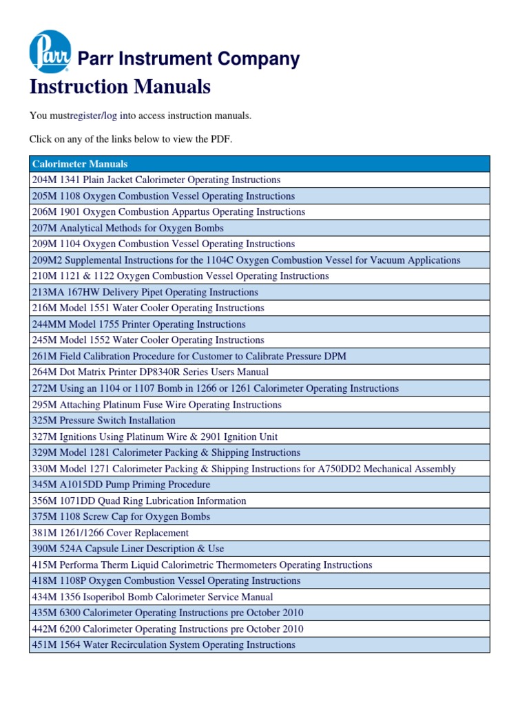 Instruction Manuals - Parr Instrument Company | PDF | Valve | Oxygen
