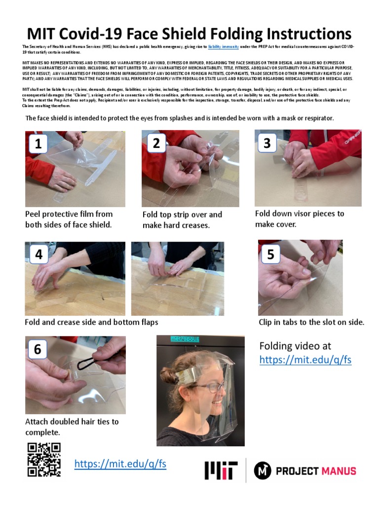 MIT Covid 19 Face Shield Folding Instructions | PDF | Property | Civil ...