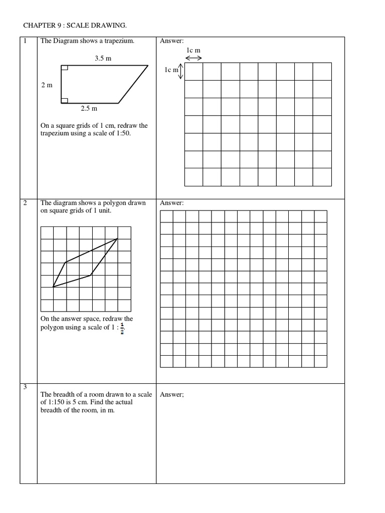 Scale Drawing Practice Exercises | PDF