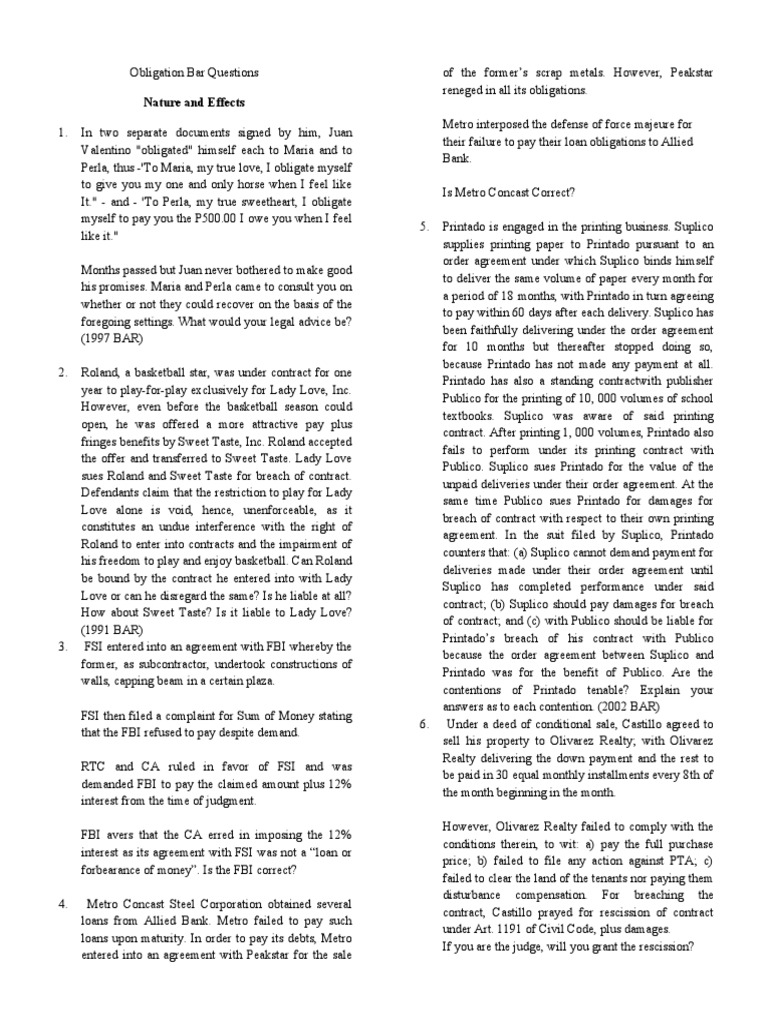 Bar questions pdf foreclosure promissory note