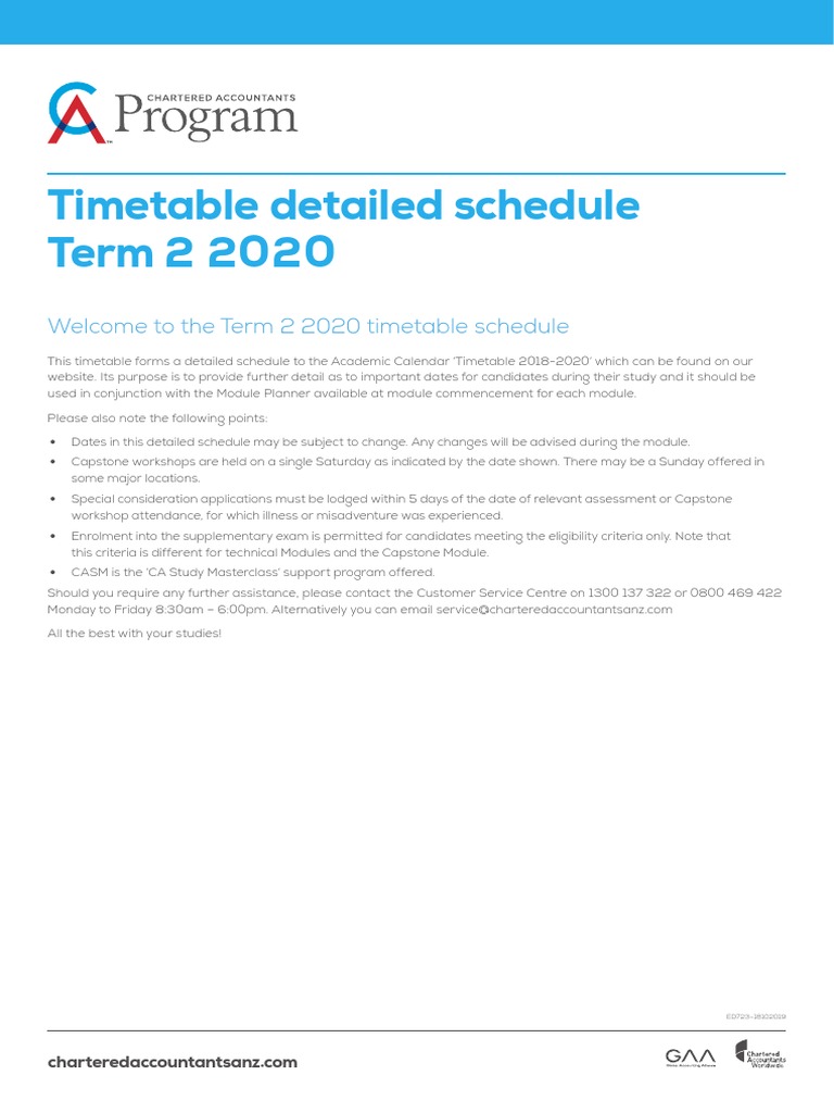 723 - CAP TT - Detailed - Schedule - 2020 - Term 2 | PDF | Business