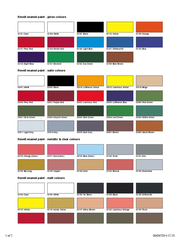 Revell Enamel Paint Colour Chart | PDF | Blue | Green