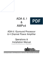 Ada 6.1 & Ampx4: Ada 6.1 Surround Processor & 4 Channel Power Amplifier Operations & Installation Manual