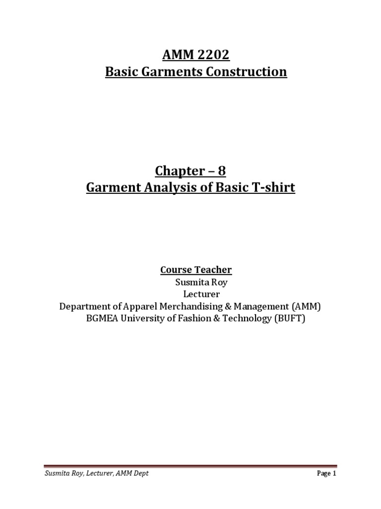 T-Shirt Garment Analysis Guide | PDF | T Shirt | Human Appearance