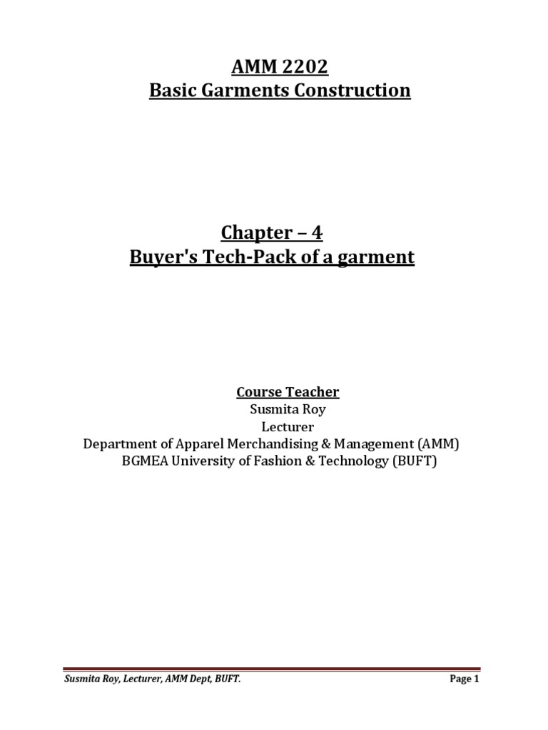 Buyer's Tech-Pack for Garments | PDF