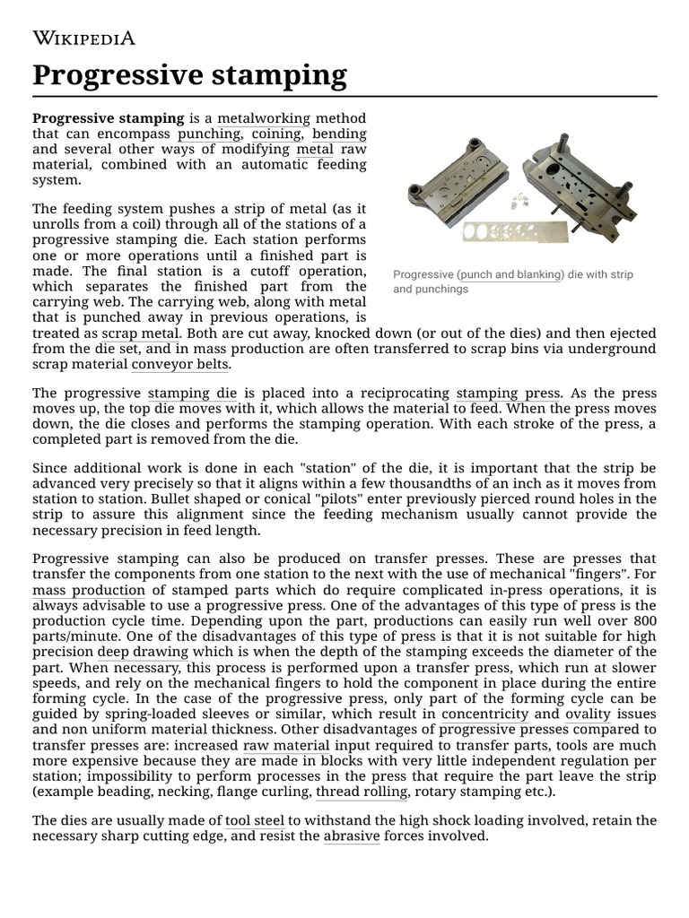 Progressive Stamping - Wikipedia PDF | PDF | Procedural Knowledge ...
