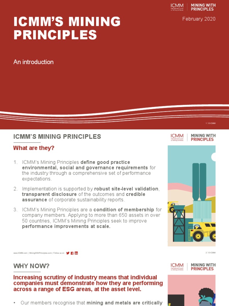 Icmm'S Mining Principles: An Introduction | PDF | Mining | Governance