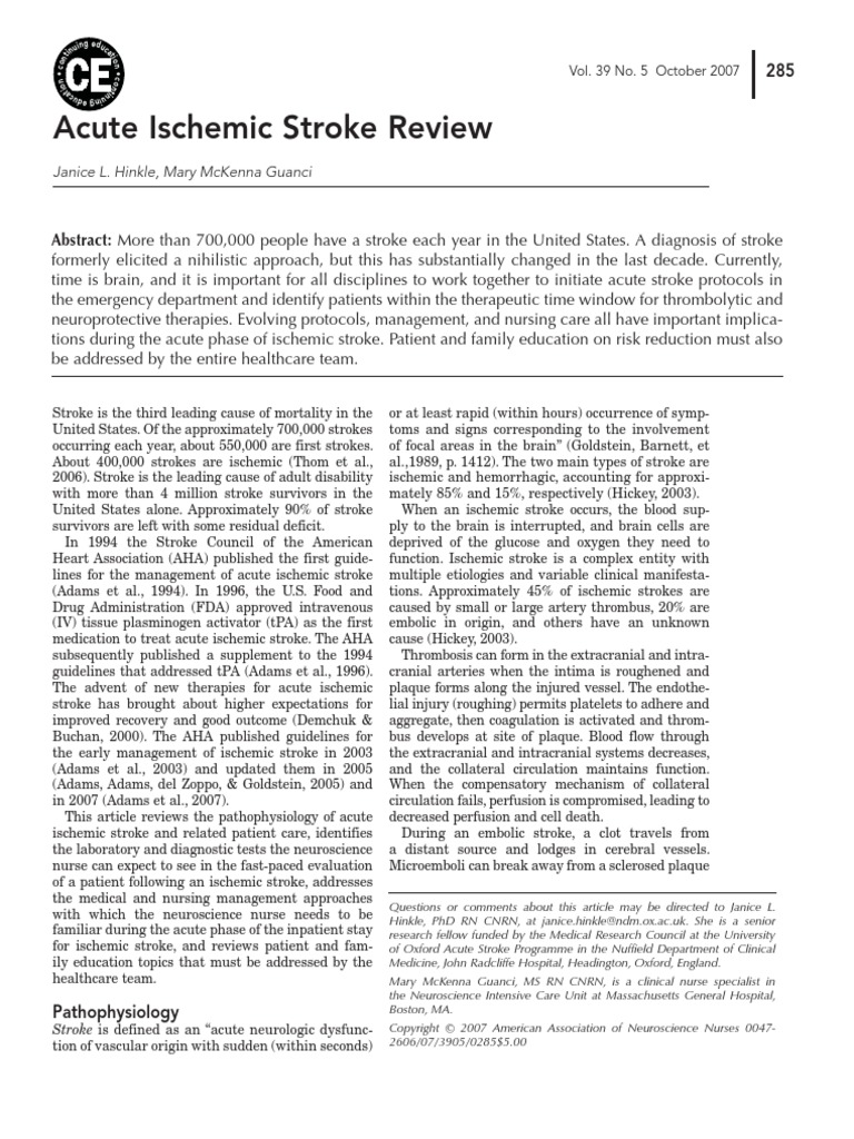 Acute Ischemic Stroke Review | PDF | Stroke | Ischemia