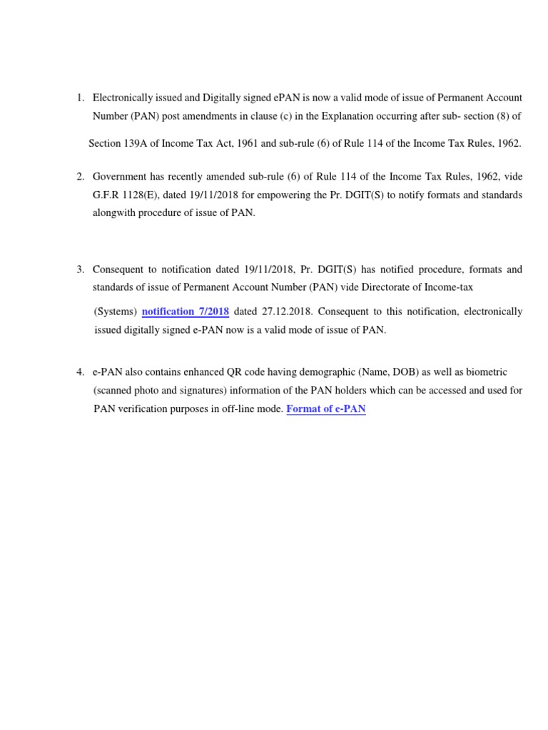 Validity of e-PAN Post Amendments | PDF