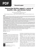 Outsourcing Decision Support: A Survey of Benefits, Risks, and Decision Factors