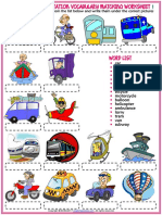 Means of Transportation Vocabulary Esl Matching Exercise Worksheets For Kids PDF