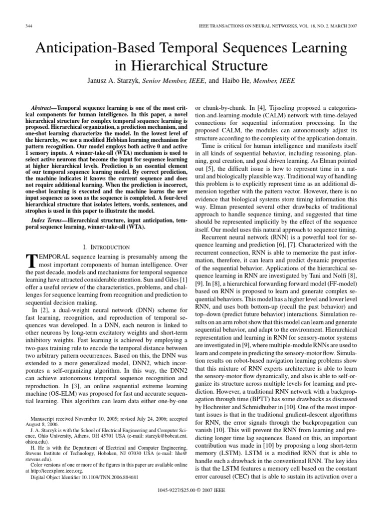 602 Anticipation Based Temporal Sequence | PDF | Artificial Neural ...