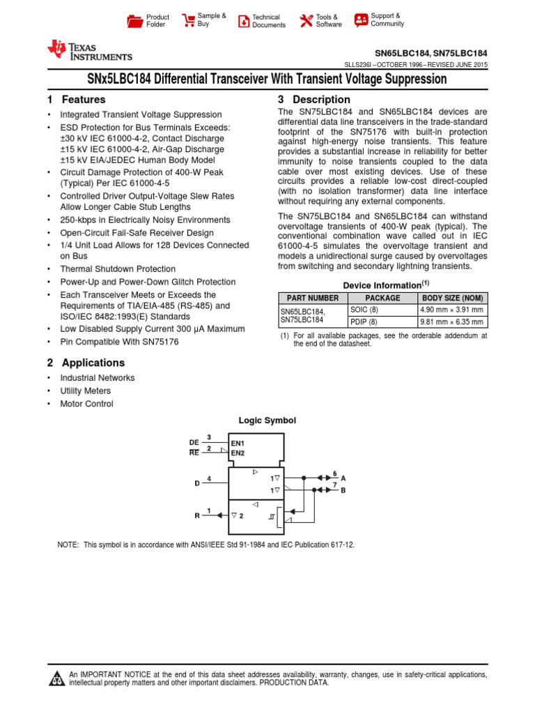 6LB184 etcTI | PDF | Electrostatic Discharge | Electronics