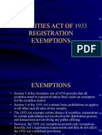 Securities Act of 1933 Registration Exemptions
