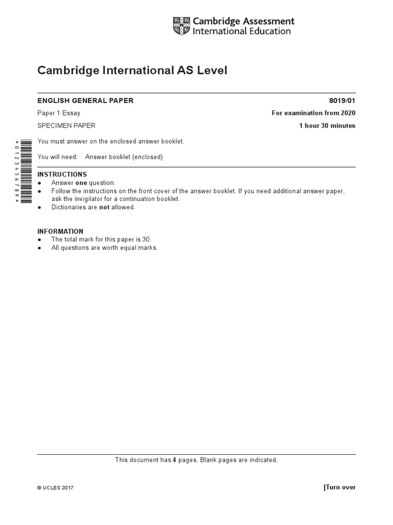 General Paper 8019 A Level Past Papers