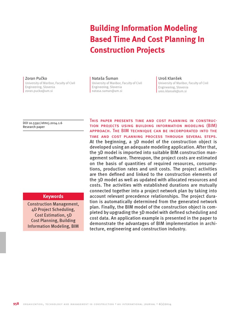 11-Building Information Modeling Based Time PDF | PDF | Building ...